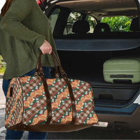 Polynesian Monstera Tiare Floral Travel Bag Chocolate Brown Tropical Plaid - Polynesian Pride