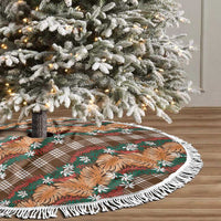 Polynesian Monstera Tiare Floral Tree Skirt Chocolate Brown Tropical Plaid LT01 - Polynesian Pride