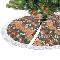 Polynesian Monstera Tiare Floral Tree Skirt Chocolate Brown Tropical Plaid LT01 - Polynesian Pride