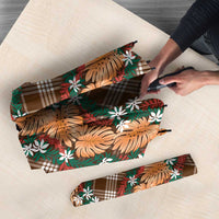 Polynesian Monstera Tiare Floral Umbrella Chocolate Brown Tropical Plaid LT01 - Polynesian Pride