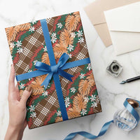 Polynesian Monstera Tiare Floral Wrapping Paper Chocolate Brown Tropical Plaid LT01 - Polynesian Pride