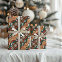 Polynesian Monstera Tiare Floral Wrapping Paper Chocolate Brown Tropical Plaid LT01 - Polynesian Pride