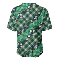 Polynesian Monstera Tiare Floral Baseball Jersey Forest Green Tropical Plaid LT01 - Polynesian Pride
