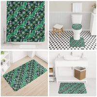 Polynesian Monstera Tiare Floral Bathroom Set Forest Green Tropical Plaid - Polynesian Pride