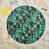 Polynesian Monstera Tiare Floral Beach Blanket Forest Green Tropical Plaid - Polynesian Pride