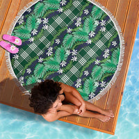 Polynesian Monstera Tiare Floral Beach Blanket Forest Green Tropical Plaid - Polynesian Pride