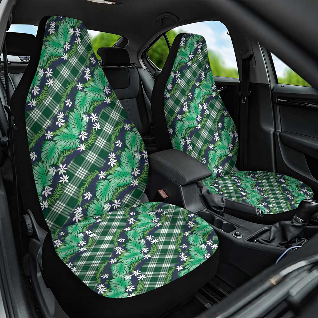 Polynesian Monstera Tiare Floral Car Seat Cover Forest Green Tropical Plaid LT01 One Size Green - Polynesian Pride