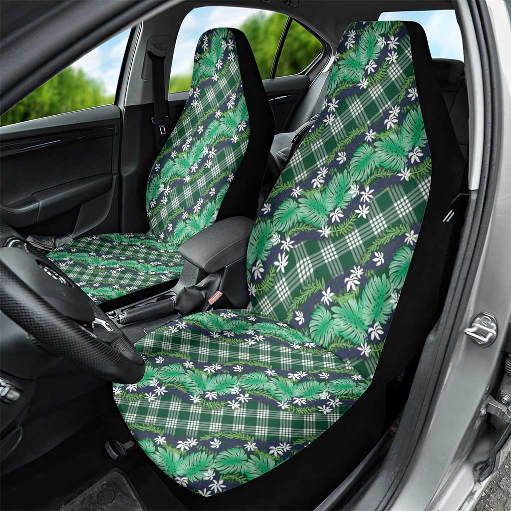 Polynesian Monstera Tiare Floral Car Seat Cover Forest Green Tropical Plaid LT01 - Polynesian Pride
