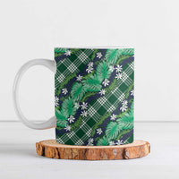 Polynesian Monstera Tiare Floral Ceramic Mug Forest Green Tropical Plaid LT01 Green - Polynesian Pride