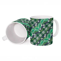Polynesian Monstera Tiare Floral Ceramic Mug Forest Green Tropical Plaid LT01 - Polynesian Pride