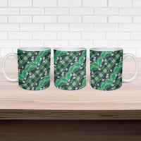 Polynesian Monstera Tiare Floral Ceramic Mug Forest Green Tropical Plaid LT01 - Polynesian Pride