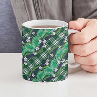 Polynesian Monstera Tiare Floral Ceramic Mug Forest Green Tropical Plaid LT01 - Polynesian Pride