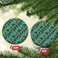 Polynesian Monstera Tiare Floral Ceramic Ornament Forest Green Tropical Plaid LT01 Circle Green - Polynesian Pride