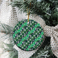 Polynesian Monstera Tiare Floral Ceramic Ornament Forest Green Tropical Plaid LT01 - Polynesian Pride