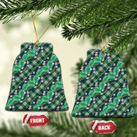 Polynesian Monstera Tiare Floral Ceramic Ornament Forest Green Tropical Plaid LT01 Bell Flake Green - Polynesian Pride
