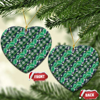 Polynesian Monstera Tiare Floral Ceramic Ornament Forest Green Tropical Plaid LT01 Heart Green - Polynesian Pride