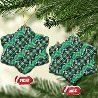 Polynesian Monstera Tiare Floral Ceramic Ornament Forest Green Tropical Plaid LT01 Snow Flake Green - Polynesian Pride