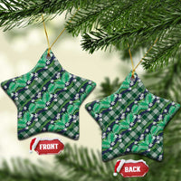 Polynesian Monstera Tiare Floral Ceramic Ornament Forest Green Tropical Plaid LT01 Star Green - Polynesian Pride