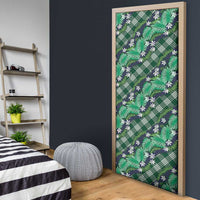 Polynesian Monstera Tiare Floral Door Cover Forest Green Tropical Plaid LT01 - Polynesian Pride