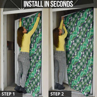 Polynesian Monstera Tiare Floral Door Cover Forest Green Tropical Plaid LT01 - Polynesian Pride