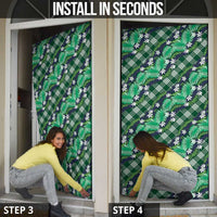 Polynesian Monstera Tiare Floral Door Cover Forest Green Tropical Plaid LT01 - Polynesian Pride