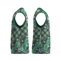 Polynesian Monstera Tiare Floral Christmas Knitted V-Neck Vest Forest Green Tropical Plaid LT01 - Polynesian Pride