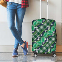 Polynesian Monstera Tiare Floral Luggage Cover Forest Green Tropical Plaid - Polynesian Pride