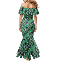 Polynesian Monstera Tiare Floral Mermaid Dress Forest Green Tropical Plaid LT01 - Polynesian Pride