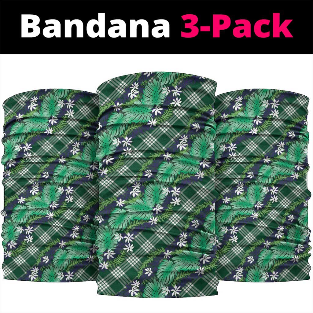 Polynesian Monstera Tiare Floral Neck Gaiter Forest Green Tropical Plaid LT01 package One Size: 25*50cm Green - Polynesian Pride