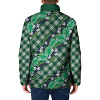 Polynesian Monstera Tiare Floral Padded Jacket Forest Green Tropical Plaid LT01 - Polynesian Pride