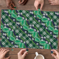 Polynesian Monstera Tiare Floral Puzzle Forest Green Tropical Plaid LT01 - Polynesian Pride