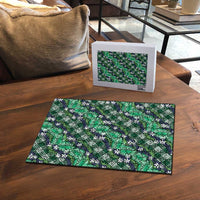 Polynesian Monstera Tiare Floral Puzzle Forest Green Tropical Plaid LT01 - Polynesian Pride