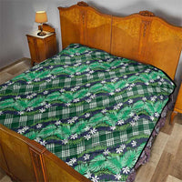 Polynesian Monstera Tiare Floral Quilt Forest Green Tropical Plaid - Polynesian Pride