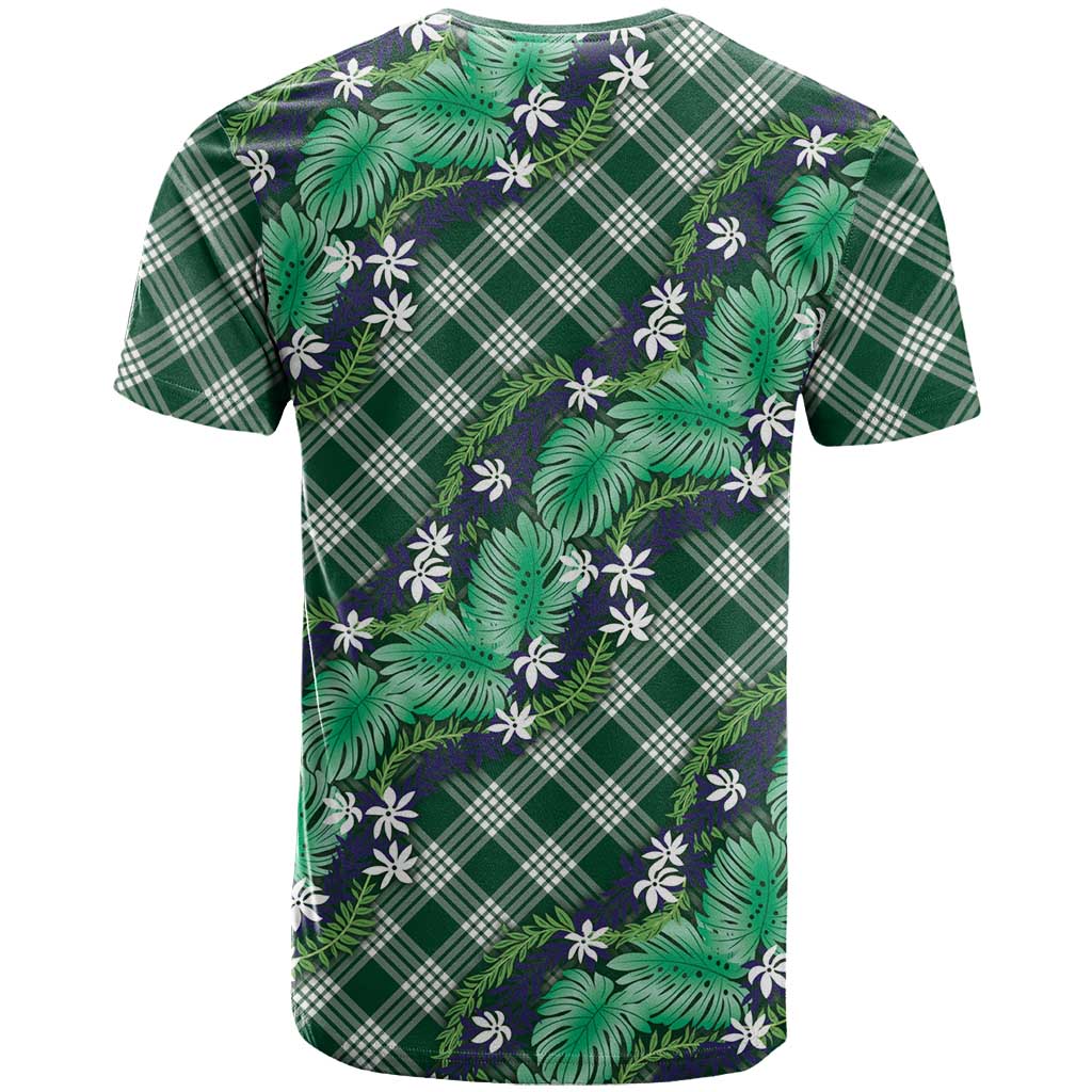 Polynesian Monstera Tiare Floral T Shirt Forest Green Tropical Plaid LT01 - Polynesian Pride
