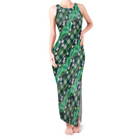 Polynesian Monstera Tiare Floral Tank Maxi Dress Forest Green Tropical Plaid LT01 Women Green - Polynesian Pride