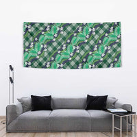 Polynesian Monstera Tiare Floral Tapestry Forest Green Tropical Plaid - Polynesian Pride