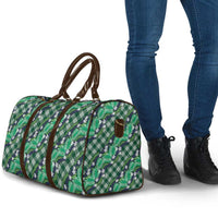 Polynesian Monstera Tiare Floral Travel Bag Forest Green Tropical Plaid - Polynesian Pride