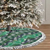 Polynesian Monstera Tiare Floral Tree Skirt Forest Green Tropical Plaid LT01 - Polynesian Pride