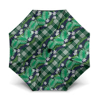 Polynesian Monstera Tiare Floral Umbrella Forest Green Tropical Plaid LT01 One Size Folded 11.42 inch Opened Diameter 37.4 inch Green - Polynesian Pride