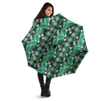 Polynesian Monstera Tiare Floral Umbrella Forest Green Tropical Plaid LT01 - Polynesian Pride