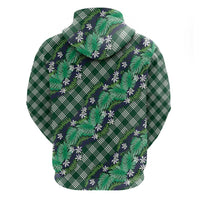 Polynesian Monstera Tiare Floral Zip Hoodie Forest Green Tropical Plaid LT01 - Polynesian Pride