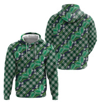 Polynesian Monstera Tiare Floral Zip Hoodie Forest Green Tropical Plaid LT01 - Polynesian Pride