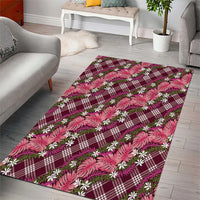 Polynesian Monstera Tiare Floral Area Rug Fuchsia Tropical Plaid - Polynesian Pride