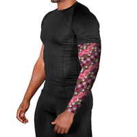 Polynesian Monstera Tiare Floral Arm Sleeves Fuchsia Tropical Plaid LT01 - Polynesian Pride