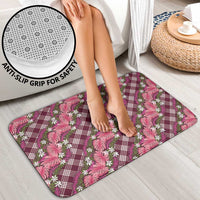 Polynesian Monstera Tiare Floral Bathroom Set Fuchsia Tropical Plaid - Polynesian Pride