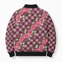 Polynesian Monstera Tiare Floral Bomber Puffer Jacket Fuchsia Tropical Plaid LT01 - Polynesian Pride