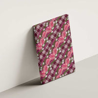 Polynesian Monstera Tiare Floral Canvas Wall Art Fuchsia Tropical Plaid LT01 - Polynesian Pride