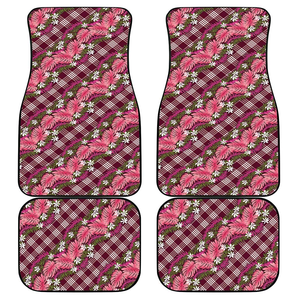 Polynesian Monstera Tiare Floral Car Mats Fuchsia Tropical Plaid LT01 - Polynesian Pride