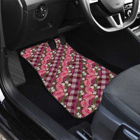 Polynesian Monstera Tiare Floral Car Mats Fuchsia Tropical Plaid LT01 - Polynesian Pride