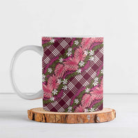 Polynesian Monstera Tiare Floral Ceramic Mug Fuchsia Tropical Plaid LT01 Pink - Polynesian Pride